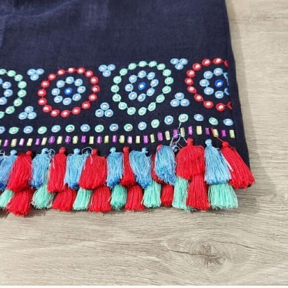 Kate Spade Navy Fringe Tassels Rhinestones Silver Studs Dress Sleeveless Sz 2 - Picture 13 of 15